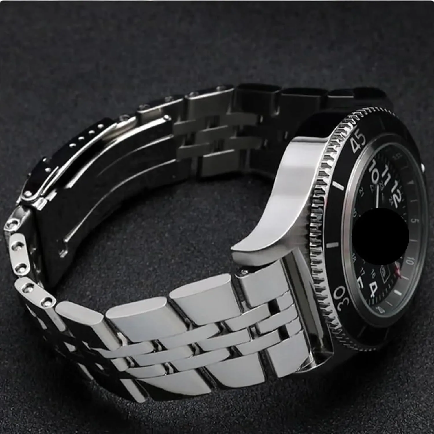 Stainless Steel Strap 20mm 22mm 24mm Universal Wristband Silver Gold Solid Metal Strap Mens Womens Bracelet