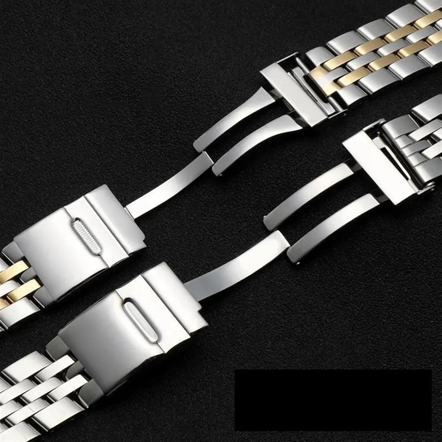 Stainless Steel Strap 20mm 22mm 24mm Universal Wristband Silver Gold Solid Metal Strap Mens Womens Bracelet