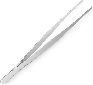 Stainless Steel Tweezers Straight Multi Purpose Tweezer Tweezers Hand Tool for Plants Splinter Facial Ingrown Hairs Remover with Round Tip 18cm 5pcs