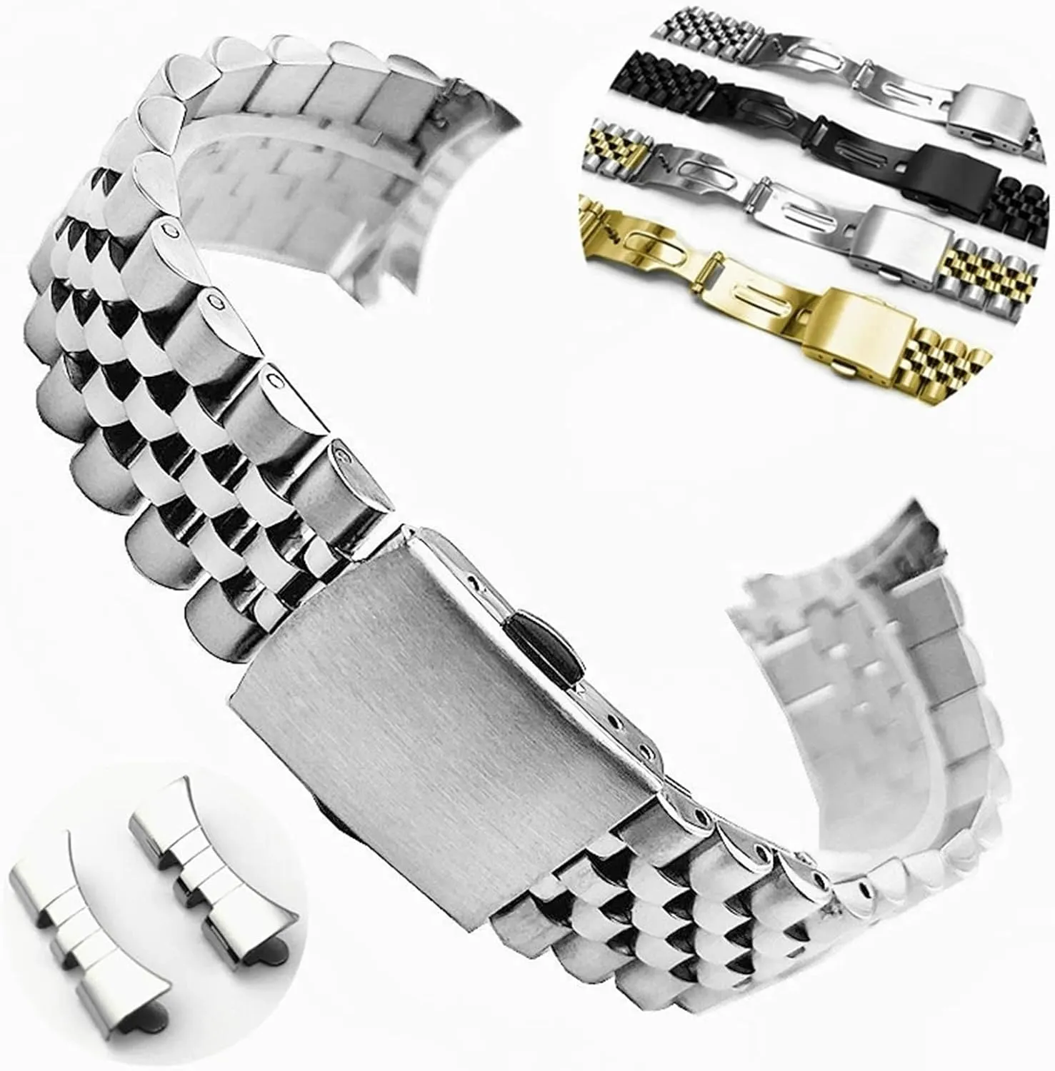 Stainless Steel Watch Band Folding Buckle Universal Replacement Wristband