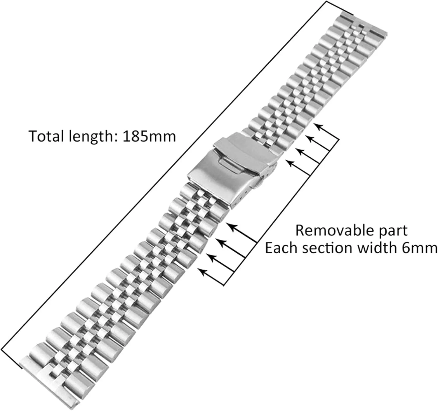 Stainless Steel Watch Strap 20mm 22mm 24mm Women Men Silver Solid Metal Watch Band Strap Accessories