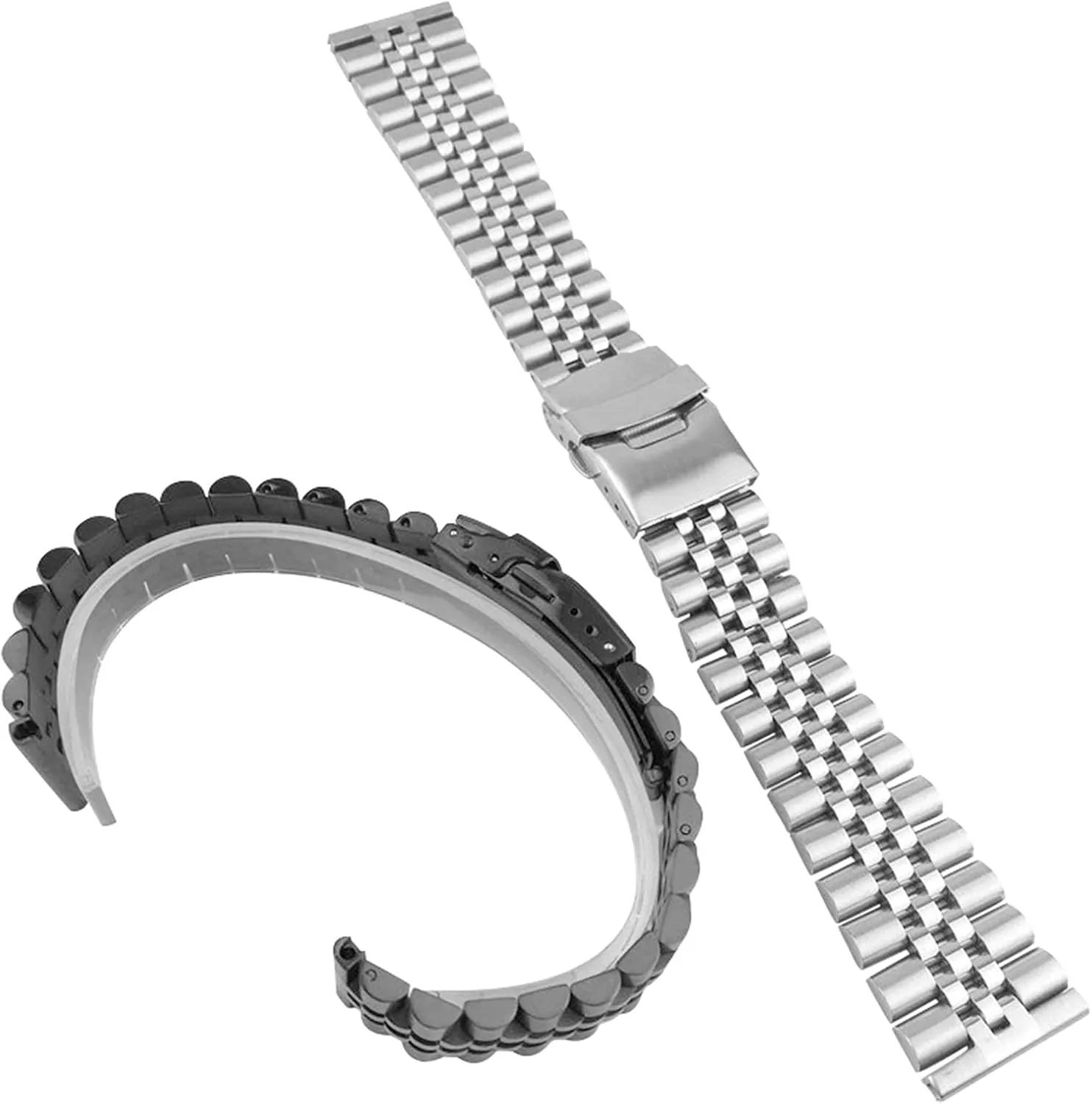 Stainless Steel Watch Strap 20mm 22mm 24mm Women Men Silver Solid Metal Watch Band Strap Accessories