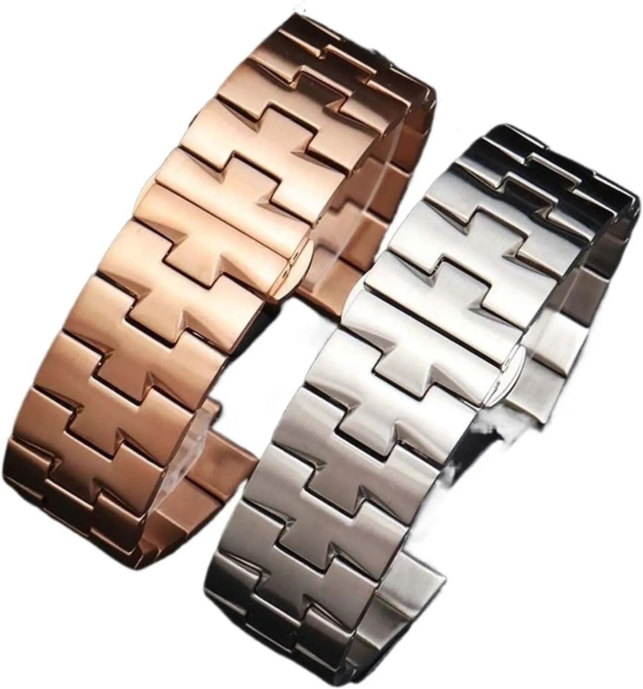 Stainless Steel Watchband Compatible with Vacheron Constantin Overseas P47040 47450 49150 VC Convex Watches Band Men Watches Strap 25 * 8mm(Silver)