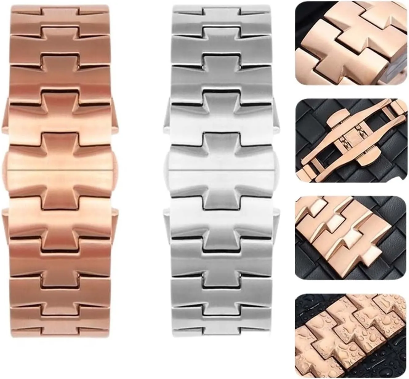 Stainless Steel Watchband Compatible with Vacheron Constantin Overseas P47040 47450 49150 VC Convex Watches Band Men Watches Strap 25 * 8mm(Silver)