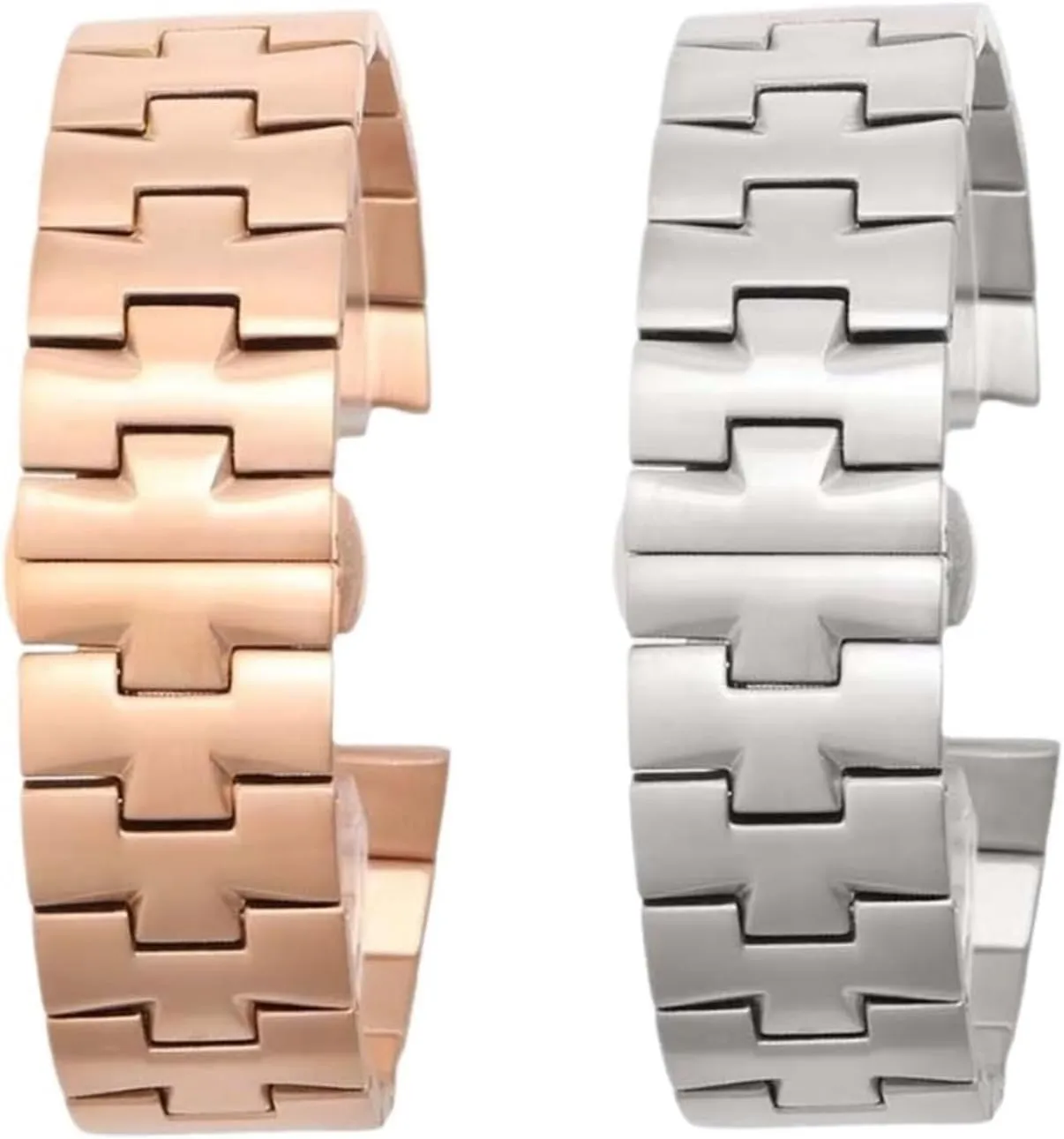 Stainless Steel Watchband Compatible with Vacheron Constantin Overseas P47040 47450 49150 VC Convex Watches Band Men Watches Strap 25 * 8mm(Silver)