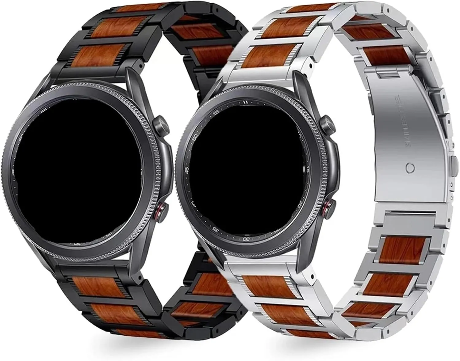 Stainless Steel Wooden Watch Band 20mm 22mm Replacement Band Men's Women's Universal Wooden Watch Band For Quartz Or Smart Watch