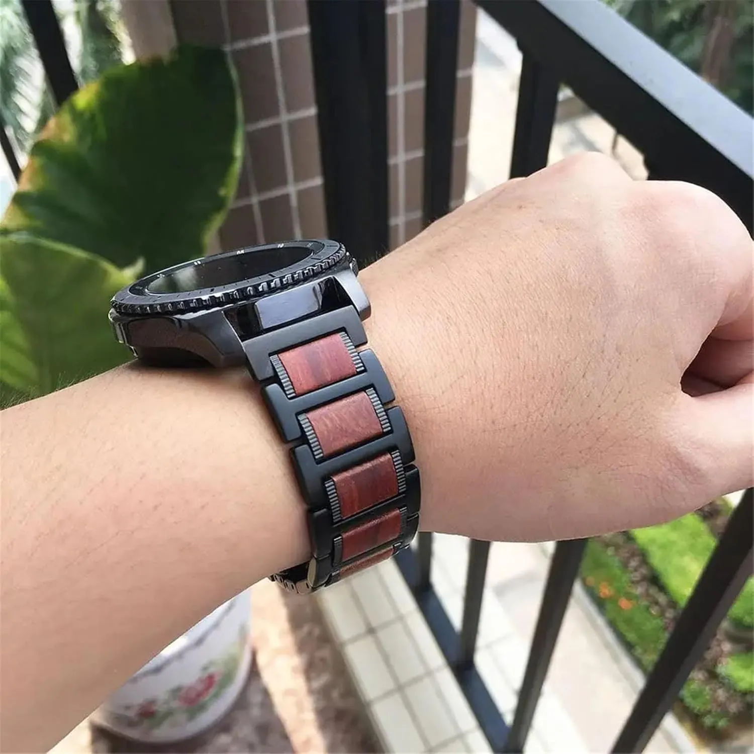 Stainless Steel Wooden Watch Band 20mm 22mm Replacement Band Men's Women's Universal Wooden Watch Band For Quartz Or Smart Watch