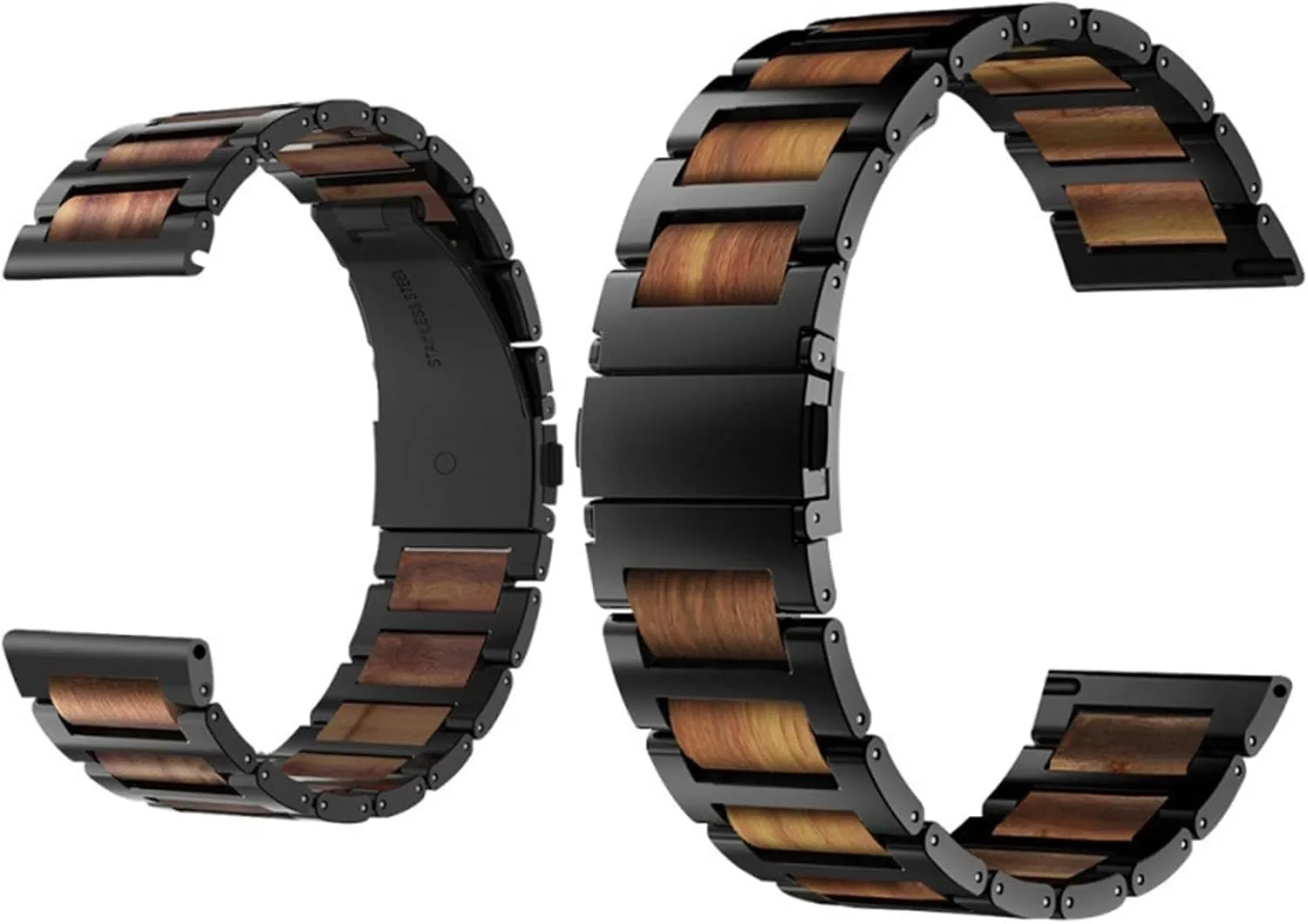 Stainless Steel Wooden Watch Band 20mm 22mm Replacement Band Men's Women's Universal Wooden Watch Band For Quartz Or Smart Watch