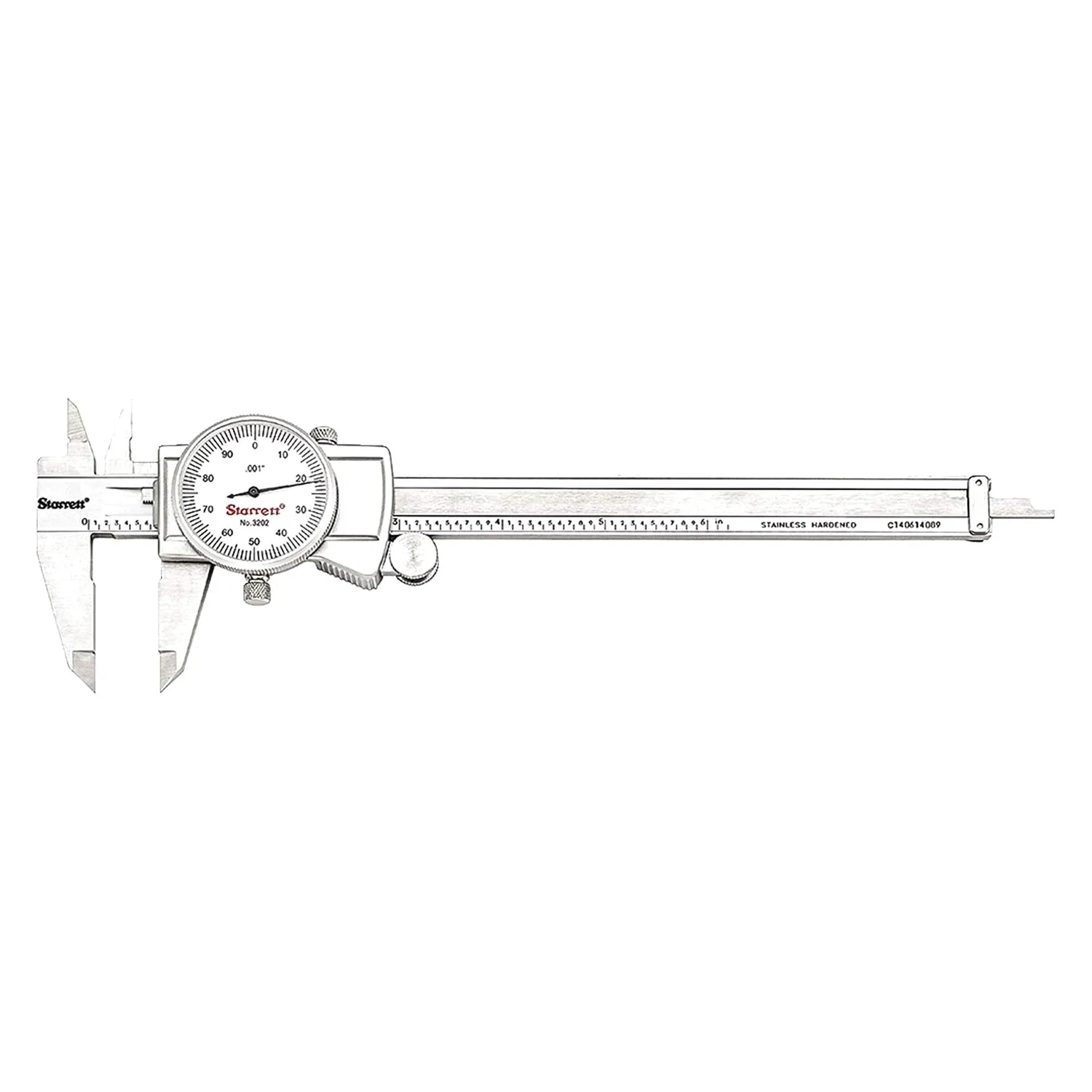 Starrett Dial Caliper with Adjustable Bezel, Precision Measurement Tool for Machinists, Hardened Stainless Steel - 0-6" Range, 0.001" Graduations, Durable Multifunction Caliper - 3202-6