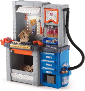 Step2 Deluxe Kids Workshop, Indoor/Outdoor Tool Bench for Children, Interactive Play with Sounds, Made of Durable Plastic, Includes 50 Piece Toy Accessories, For Toddlers 3  Years Old