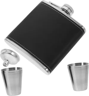 STOBAZA Hip Flask Set 6oz Stainless Steel Flask Cup Funnel for Outdoor Activities