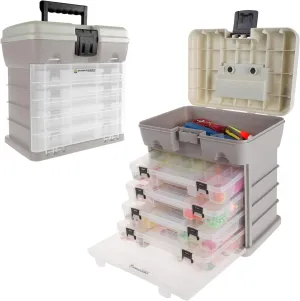 Storage Tool Box-Durable Organizer Utility Box-4 Drawers, 19 Compartments Each for Camping Supplies and Fishing Tackle by Wakeman Outdoors (Gray)