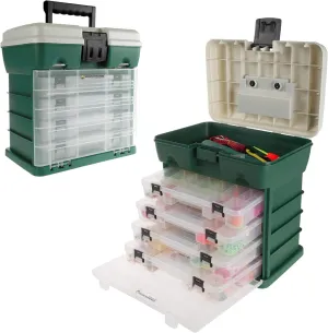 Storage Tool Box Organizer - Utility Box with 4 Drawers and 19 Compartments for Camping Supplies and Fishing Tackle by Wakeman Outdoors (Green)
