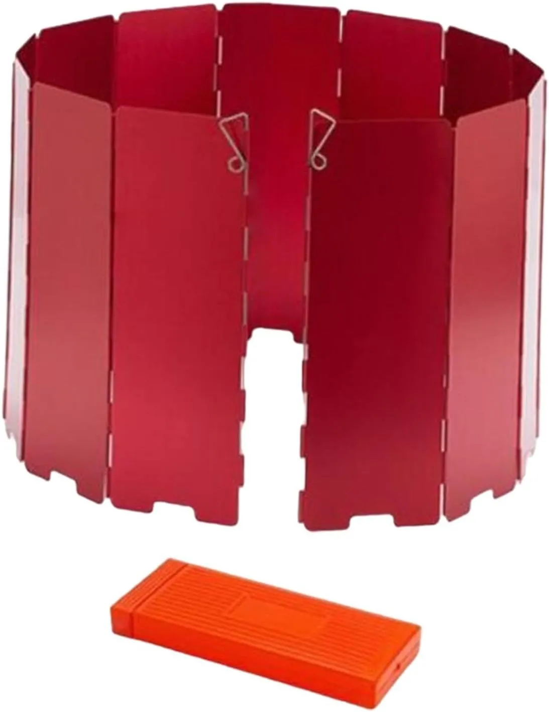 Stove Windscreen, Windshield Foldable 12 Plates with Storage Bag, Wind Protector, Wind Shade for Cooker Hiking Outdoor BBQ, Red