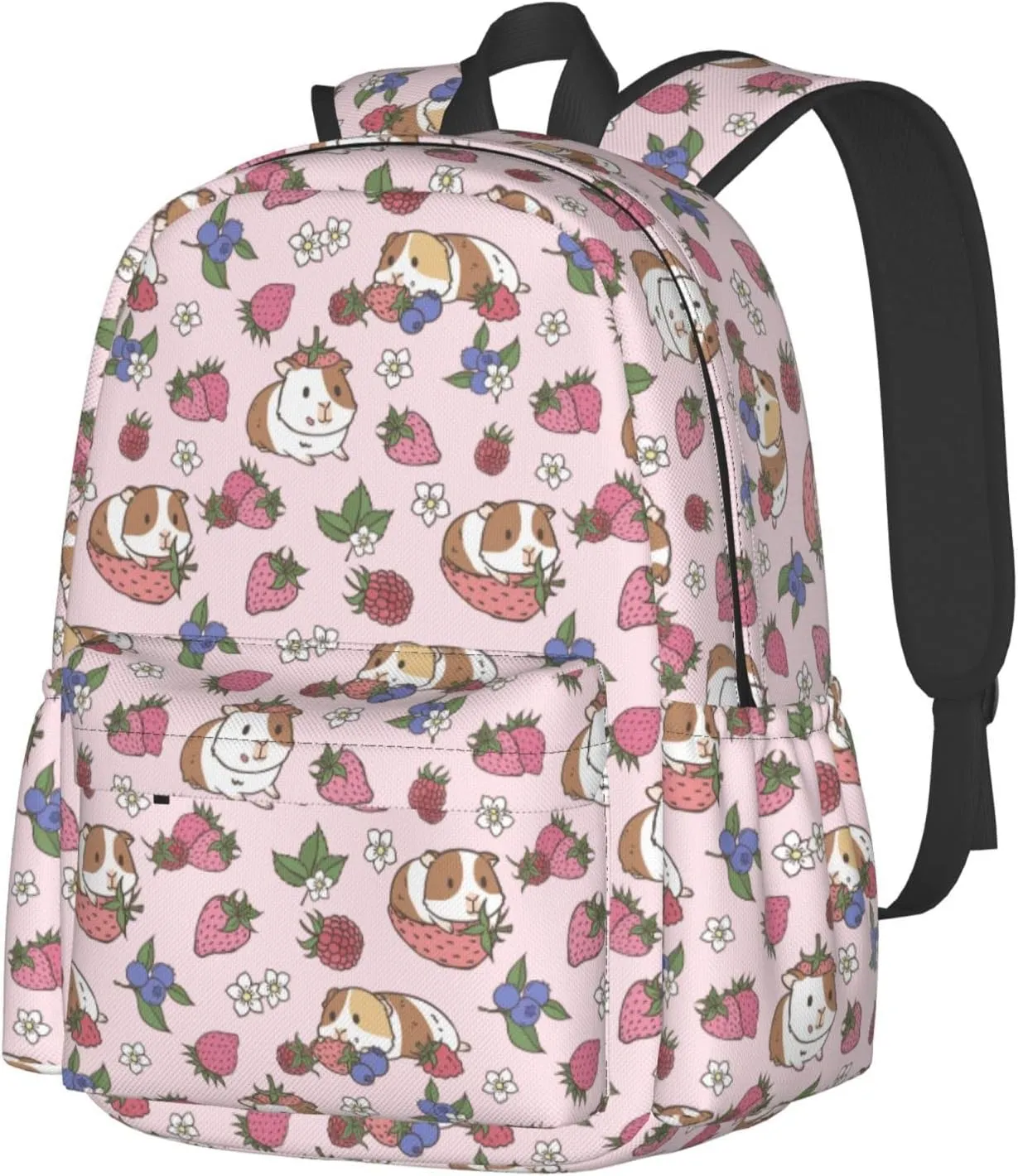 Strawberry Backpack 17 Inch Guinea Pig Casual Daypack Lightweight Kids School Backpack Campus Bag for Girls Women Back to School