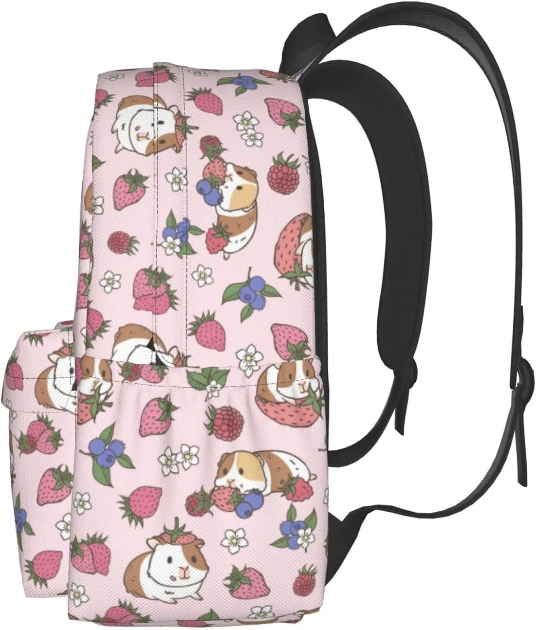 Strawberry Backpack 17 Inch Guinea Pig Casual Daypack Lightweight Kids School Backpack Campus Bag for Girls Women Back to School