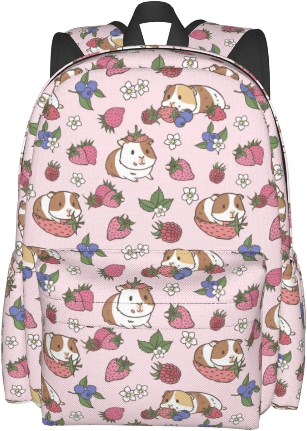 Strawberry Backpack 17 Inch Guinea Pig Casual Daypack Lightweight Kids School Backpack Campus Bag for Girls Women Back to School