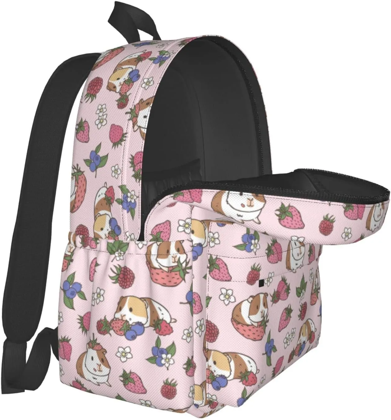 Strawberry Backpack 17 Inch Guinea Pig Casual Daypack Lightweight Kids School Backpack Campus Bag for Girls Women Back to School