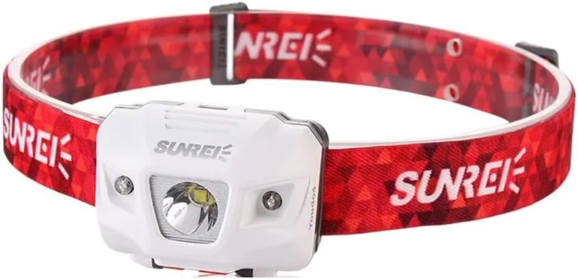 Strong Light Outdoor Headlight Long-Range LED Mini Headlight Waterproof Hiking Mountaineering Super Bright Head-Mounted Torch(White)