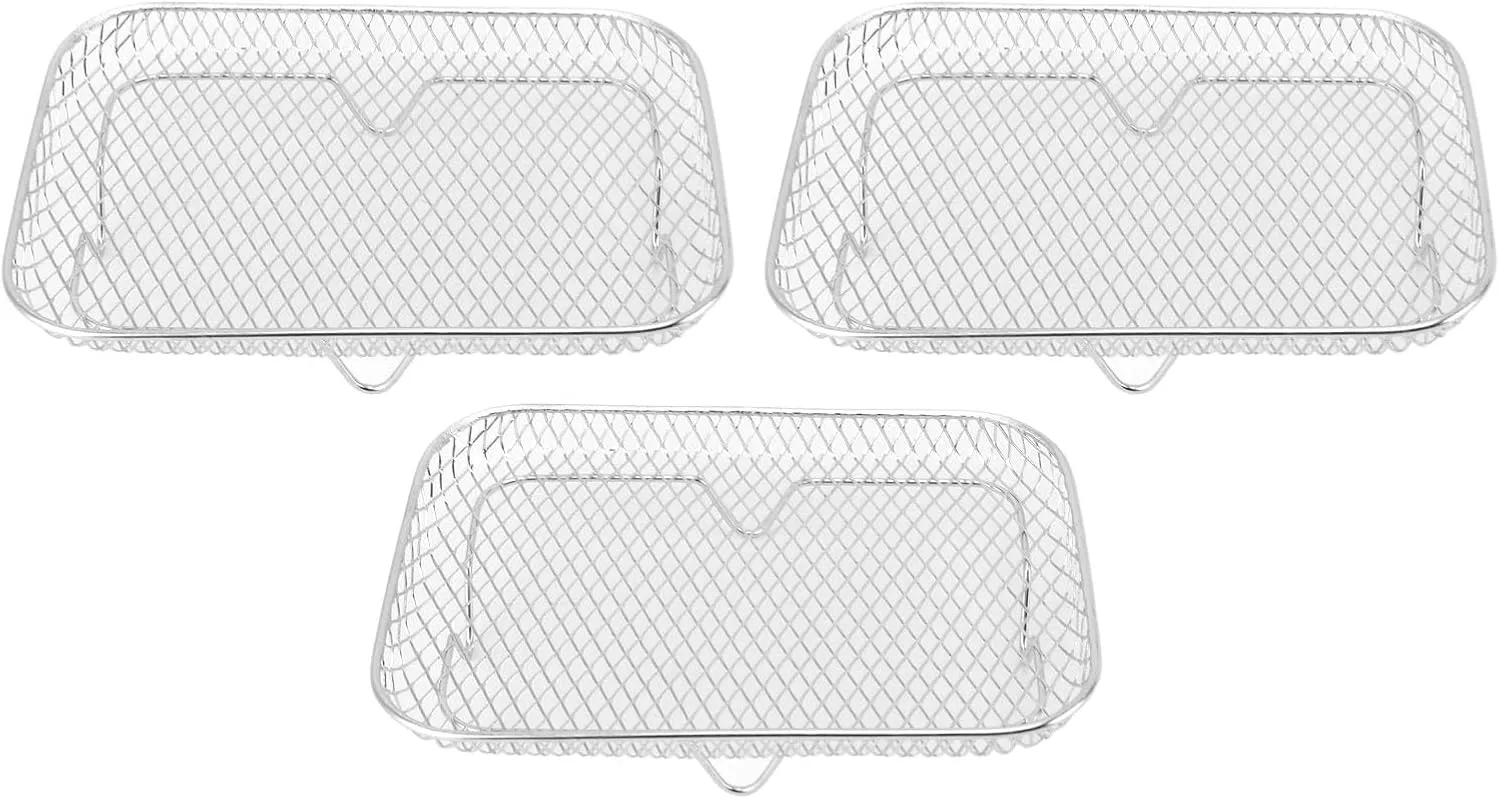 Sturdy Stainless Steel Fryer Racks 8 Inch Compatibility for Vortex 3PCS Multi Layer Dehydrator Rack (Rectangle (12 X 10 X 1.5cm / 4.72 X 3.94 X 0.59in))