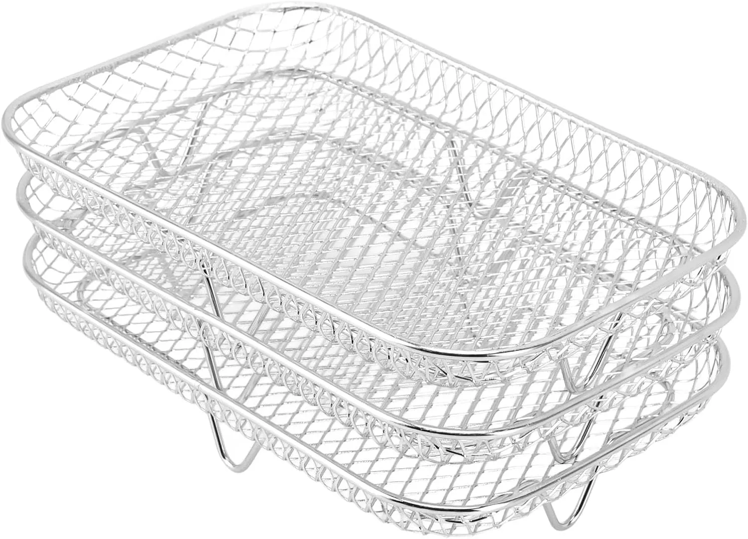 Sturdy Stainless Steel Fryer Racks 8 Inch Compatibility for Vortex 3PCS Multi Layer Dehydrator Rack (Rectangle (12 X 10 X 1.5cm / 4.72 X 3.94 X 0.59in))