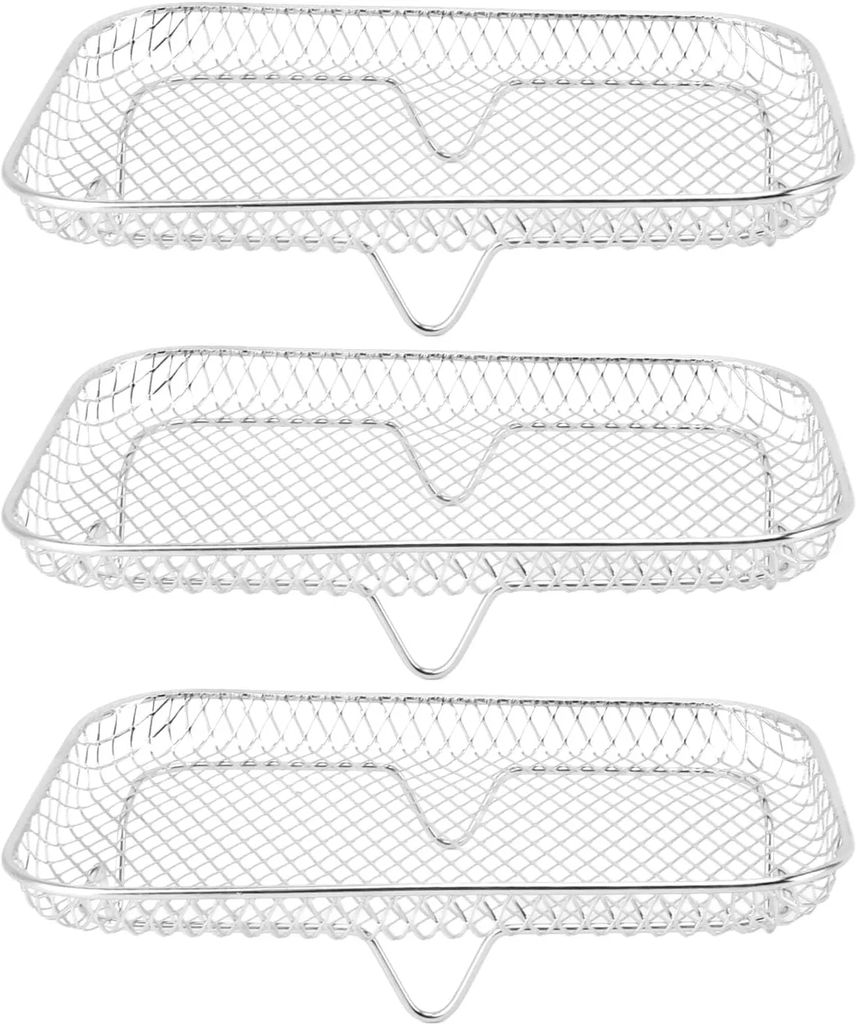 Sturdy Stainless Steel Fryer Racks 8 Inch Compatibility for Vortex 3PCS Multi Layer Dehydrator Rack (Rectangle (12 X 10 X 1.5cm / 4.72 X 3.94 X 0.59in))