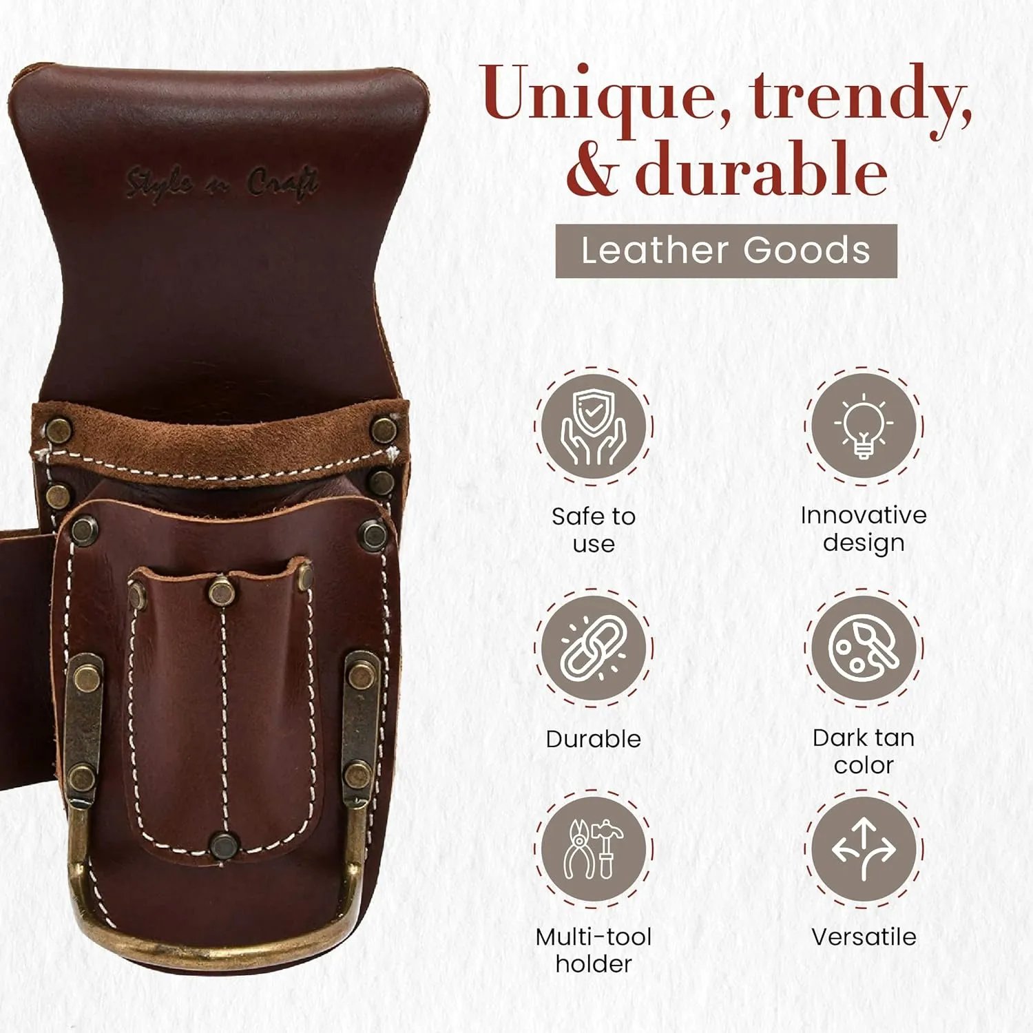 Style N Craft Pliers & Tool Holder, Full-Grain Oiled Leather Tool Pouch, Multi Tool Holder