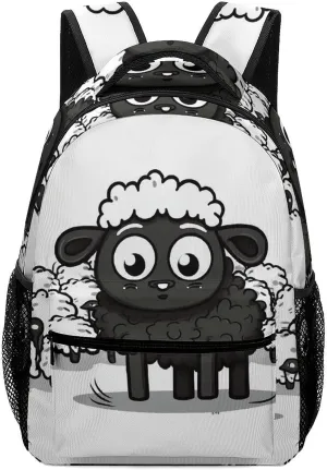 Stylish Backpack, Cartoon Black White Sheep Print Durable Backpack Travel Backpack Hiking Backpack Ergonomic Backpack Comfortable Backpack