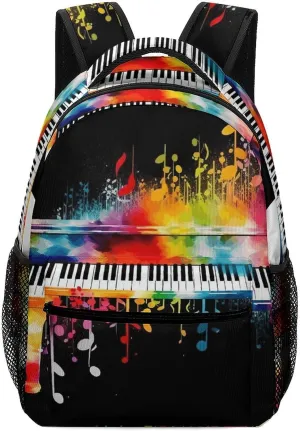 Stylish Backpack, Colorful Piano Keyboard Music Note Print Durable Backpack Travel Backpack Hiking Backpack Ergonomic Backpack Comfortable Backpack