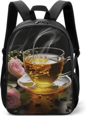 Stylish Backpack, Cup of Tea Print Durable Backpack Travel Backpack Hiking Backpack Ergonomic Backpack Comfortable Backpack