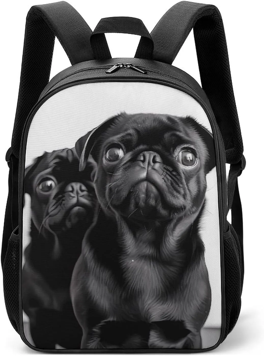 Stylish Backpack, Cute Black Pug Dog Print Durable Backpack Travel Backpack Hiking Backpack Ergonomic Backpack Comfortable Backpack