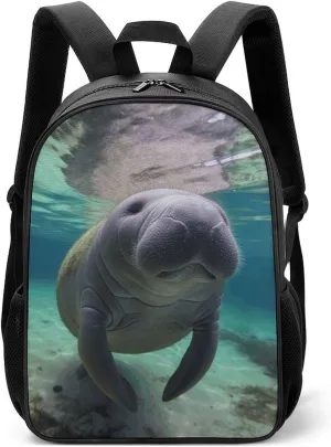 Stylish Backpack, Cute Sea Animal Manatee Print Durable Backpack Travel Backpack Hiking Backpack Ergonomic Backpack Comfortable Backpack