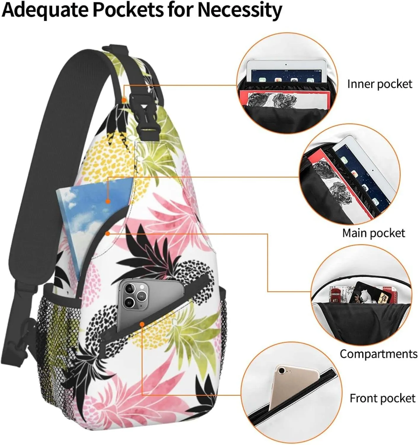 Stylish Chest Sling Bag Crossbody Shoulder Backpack Adjustable Lightweight Travel Hiking Casual Daypack Unisex