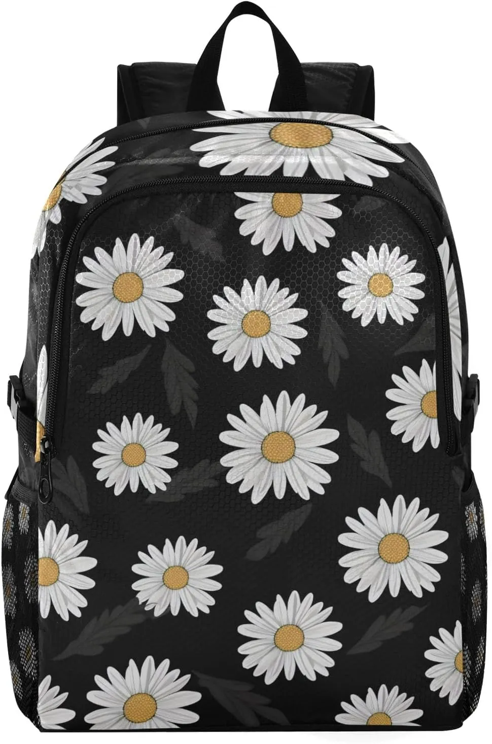 SUABO Lightweight Packable Backpack, Daisy Black Travel Hiking Daypack Foldable Backpack for Men Women