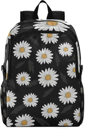 SUABO Lightweight Packable Backpack, Daisy Black Travel Hiking Daypack Foldable Backpack for Men Women