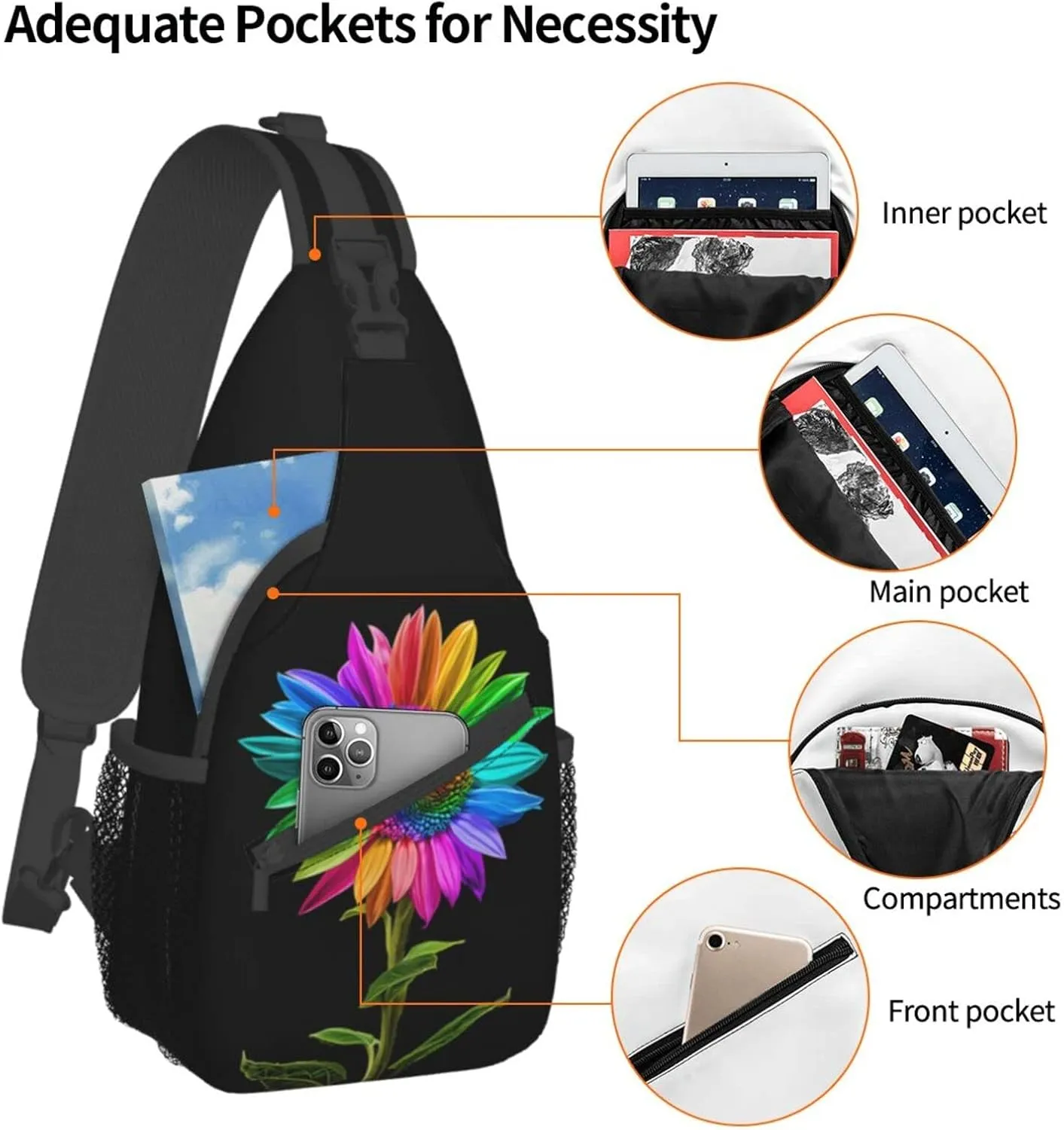 Sunflower Sling Bag Crossbody Bag Backpack Chest Bag Lightweight Shoulder Bag For Women Men