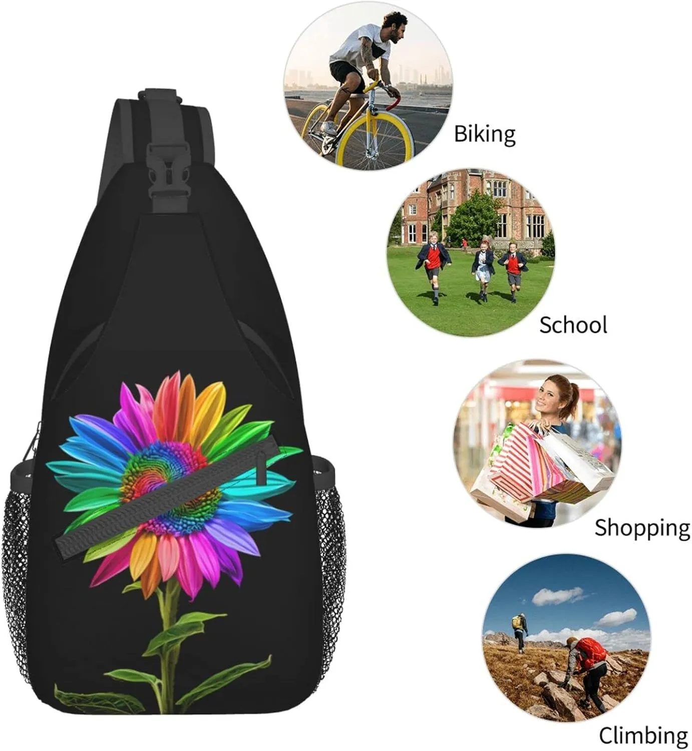 Sunflower Sling Bag Crossbody Bag Backpack Chest Bag Lightweight Shoulder Bag For Women Men