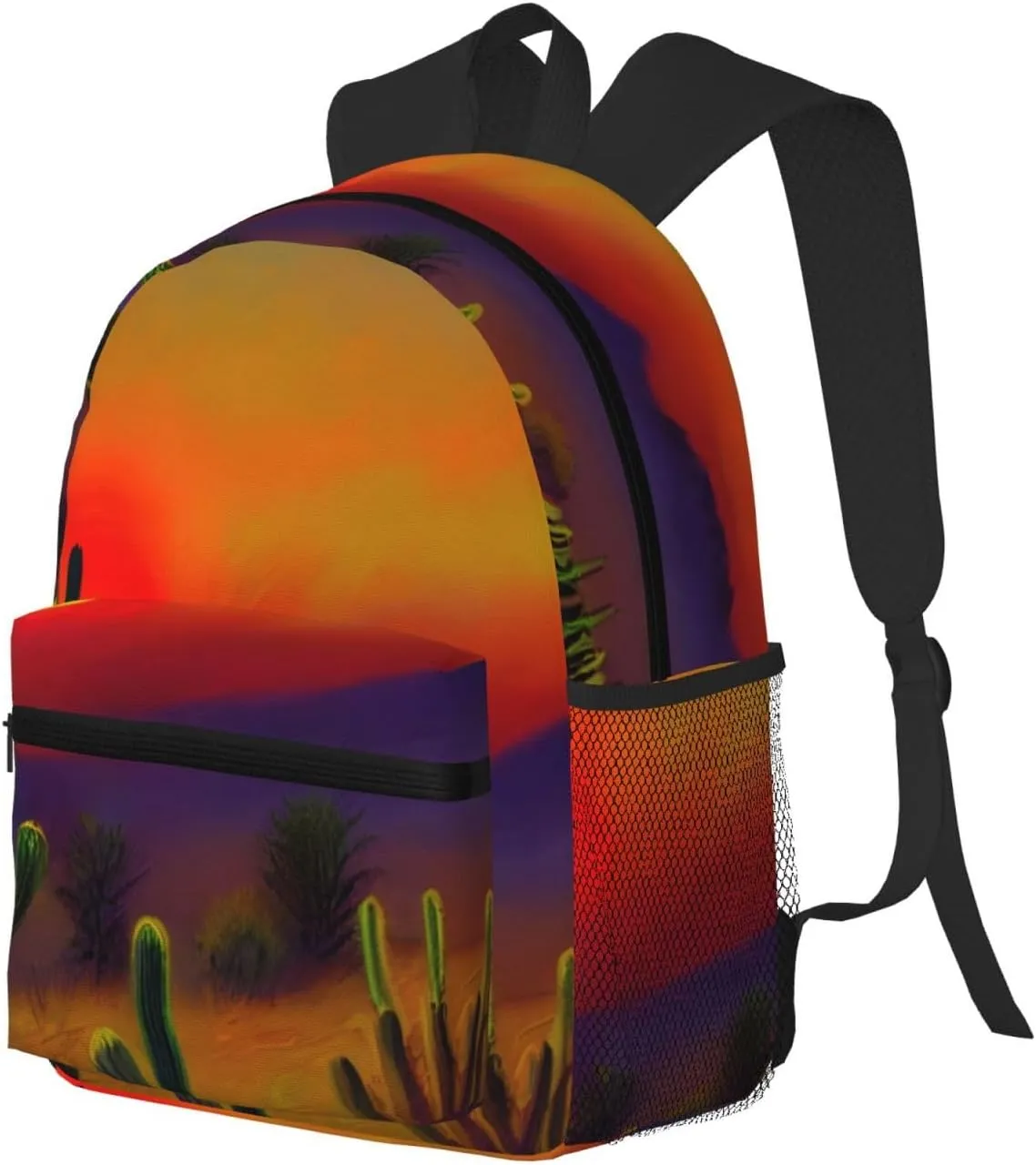 Sunset Cactus In Desert Print Trendy Leisure Backpack Your Ideal Travel Companion,A Must-Have For Outdoor Travels