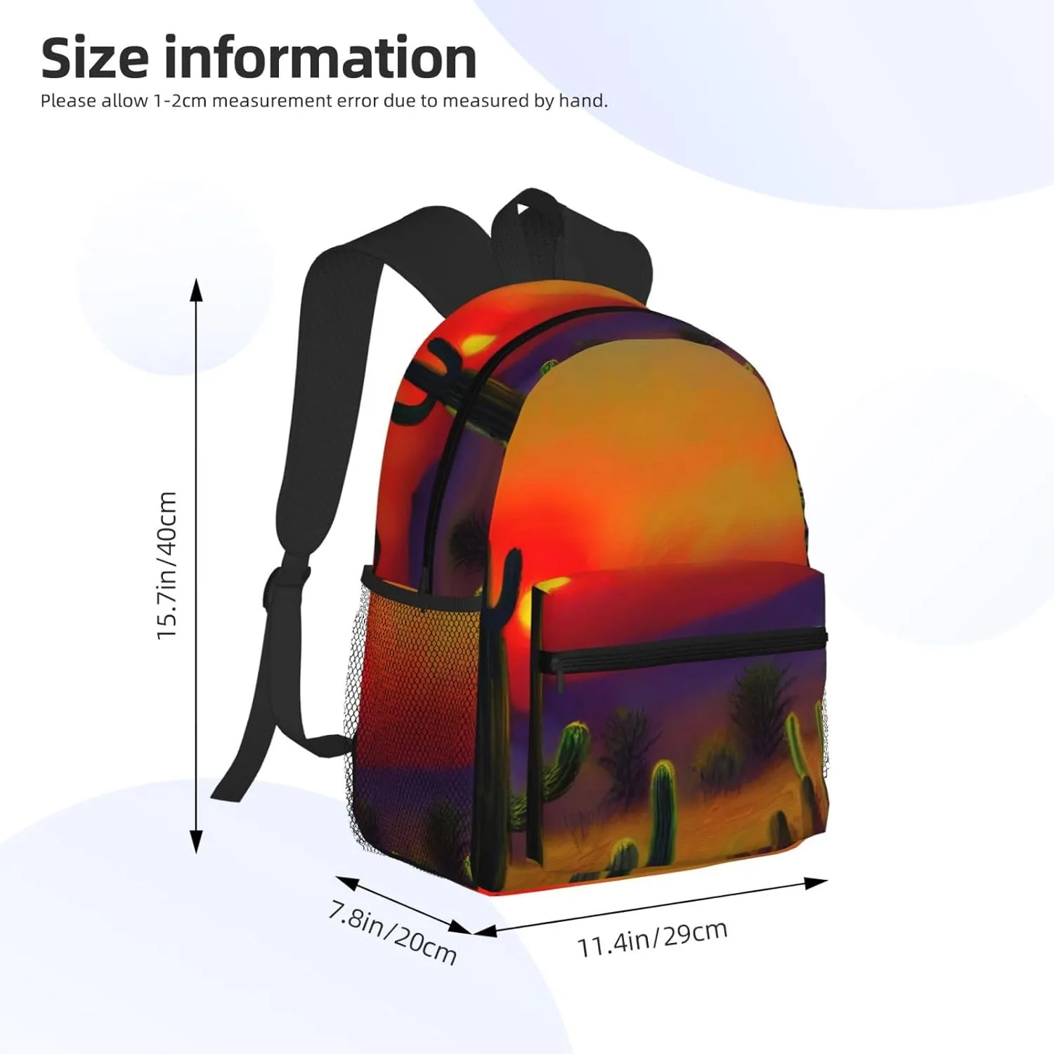 Sunset Cactus In Desert Print Trendy Leisure Backpack Your Ideal Travel Companion,A Must-Have For Outdoor Travels