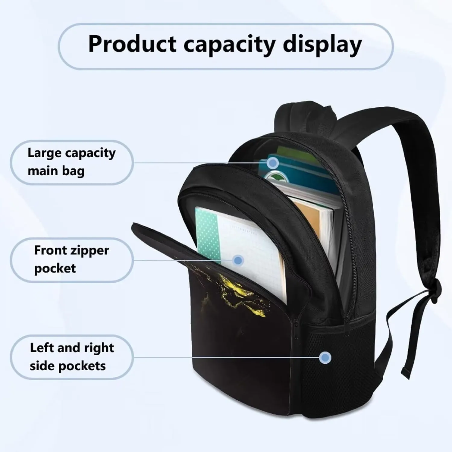 Suobstales Cat Butterfly Pattern School Backpack for Teen Boy Girl Large Schoolbags with 2 Compartments Lightweight Casual Travel Laptop Backpack with Two Compartment