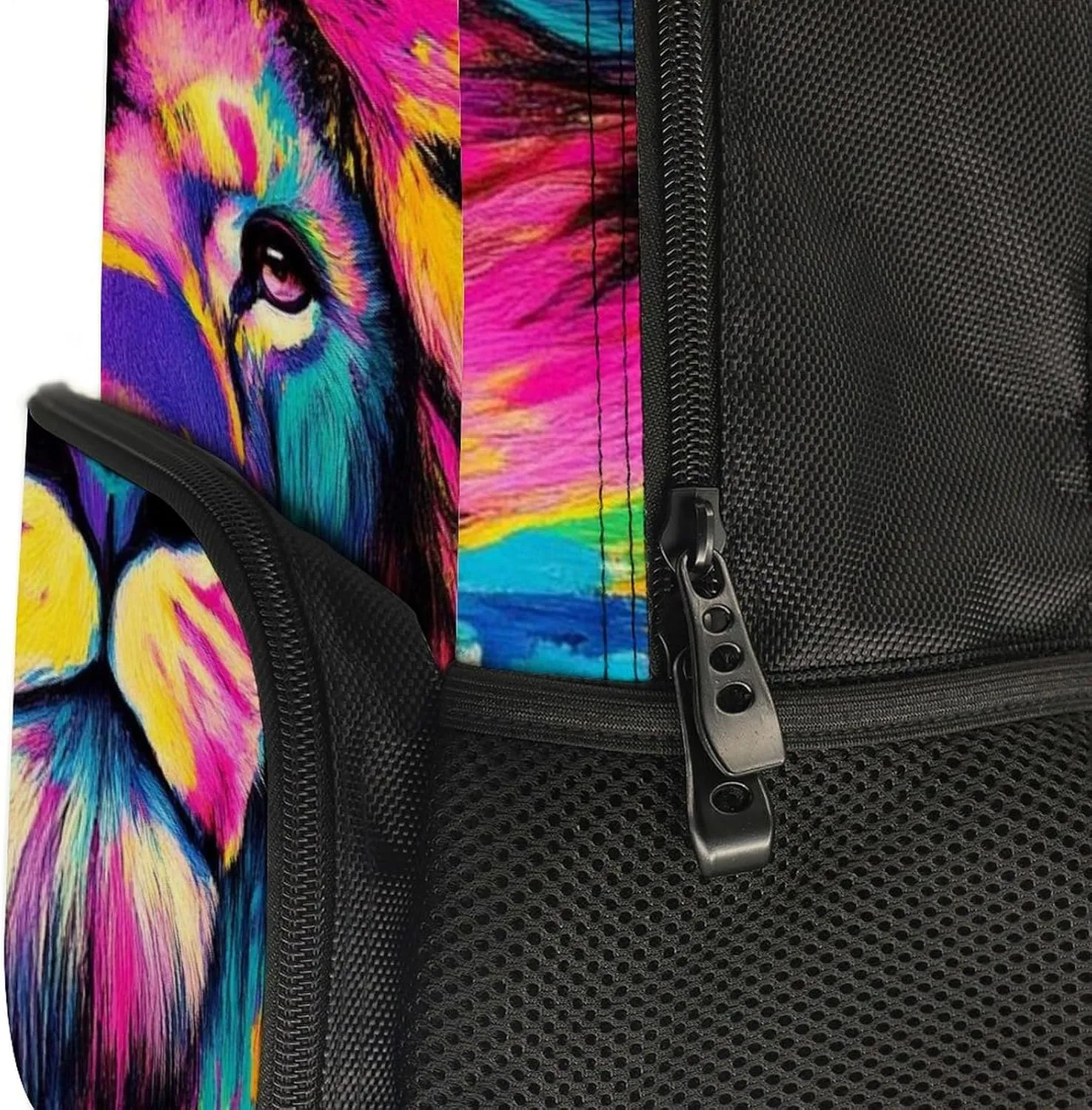 Supdreamc Adults Lightweight Animal King Trippy Lion Watercolor Art Rucksacks Large Capacity Bookbag With Adjustable Shoulder Straps for Trekking Outdoors Bicycle