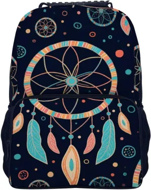 Supdreamc Adults Lightweight Colorf Dream Catcher Art Rucksacks Large Capacity Bookbag With Adjustable Shoulder Straps for Trekking Outdoors Bicycle