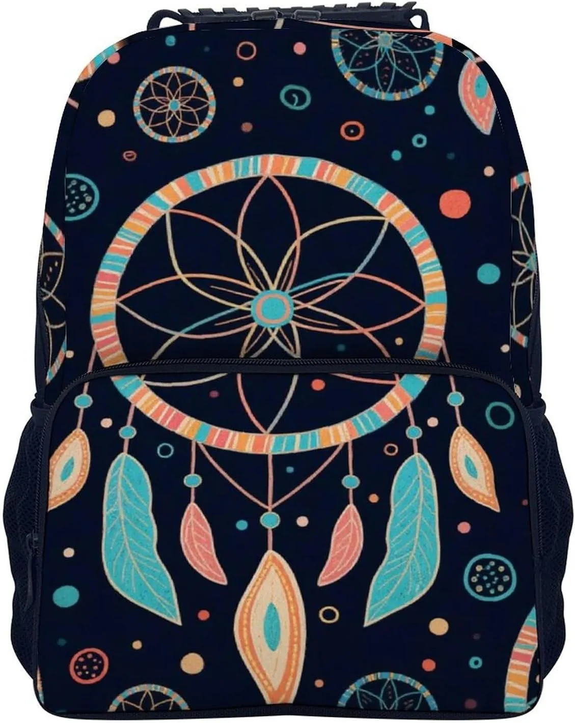 Supdreamc Adults Lightweight Colorf Dream Catcher Art Rucksacks Large Capacity Bookbag With Adjustable Shoulder Straps for Trekking Outdoors Bicycle