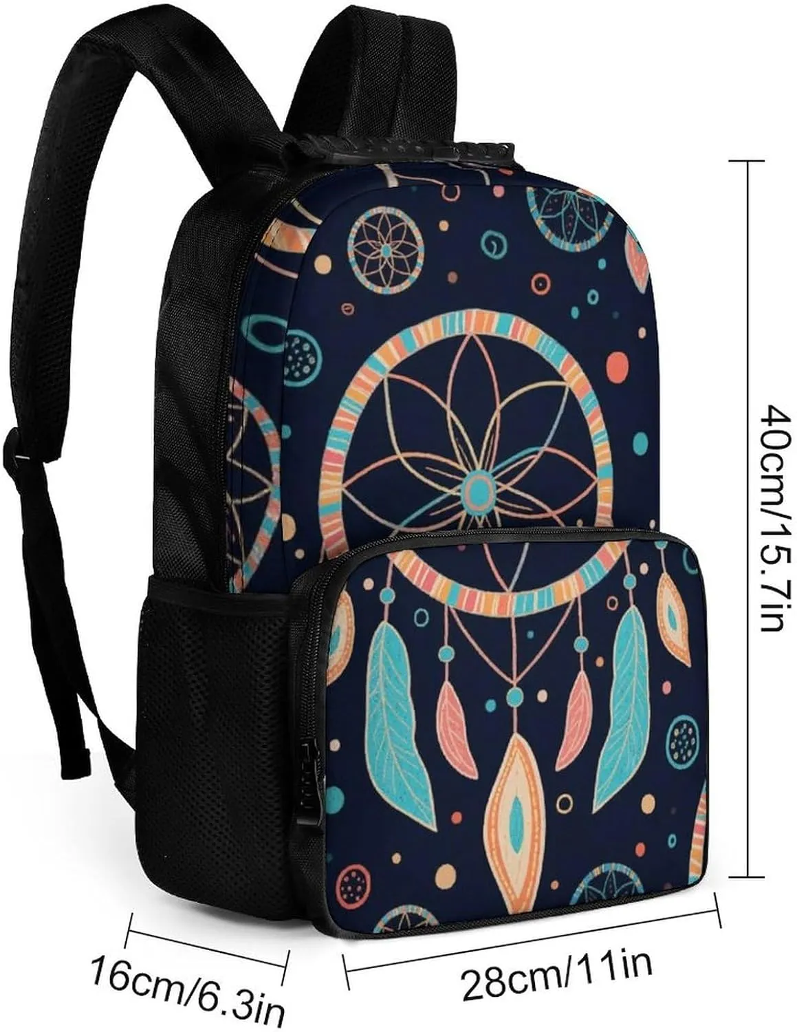 Supdreamc Adults Lightweight Colorf Dream Catcher Art Rucksacks Large Capacity Bookbag With Adjustable Shoulder Straps for Trekking Outdoors Bicycle