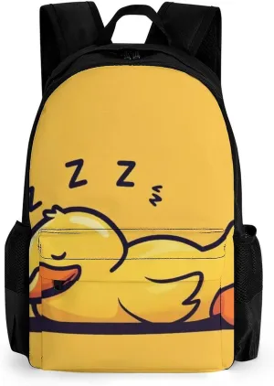 Supdreamc Adults Lightweight Cute Funny Sleeping Duck Yellow Shoulder Book Bags Big Capacity Shoulder Bag With Adjustable Shoulder Straps for Trekking Work Walking Cycling