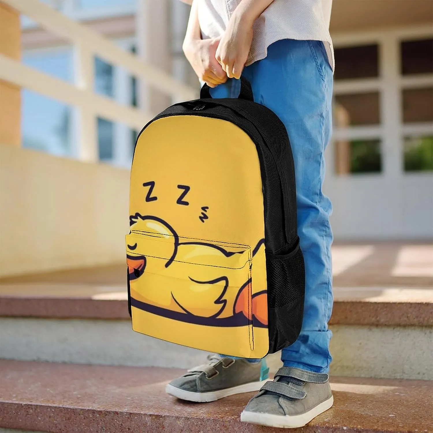 Supdreamc Adults Lightweight Cute Funny Sleeping Duck Yellow Shoulder Book Bags Big Capacity Shoulder Bag With Adjustable Shoulder Straps for Trekking Work Walking Cycling