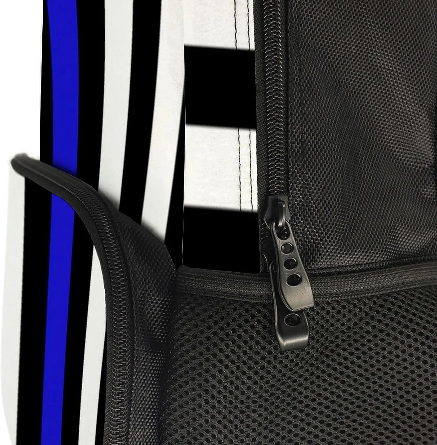 Supdreamc American Thin Blue Line Flag Police Pattern Black Rucksacks Lightweight Multipurpose Anti-Theft Shoulder Bag Big Capacity Traveling & Camping Backpack With Side Pockets