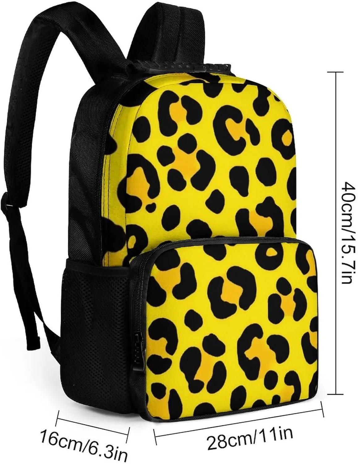 Supdreamc Animal Skin Cheetah Leopard Leather Print Yellow Shoulder Book Bags Polyester Multipurpose Anti-Theft Carry On Bag Large Capacity Travel Hiking & Camping Rucksack