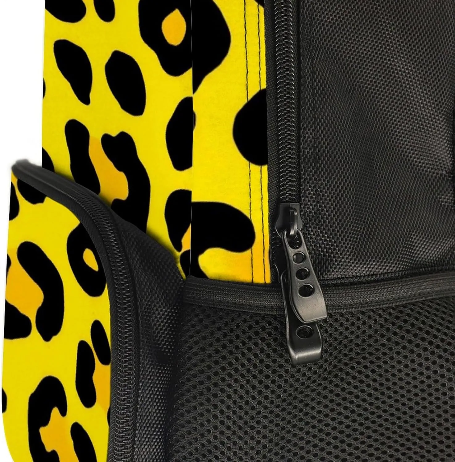 Supdreamc Animal Skin Cheetah Leopard Leather Print Yellow Shoulder Book Bags Polyester Multipurpose Anti-Theft Carry On Bag Large Capacity Travel Hiking & Camping Rucksack