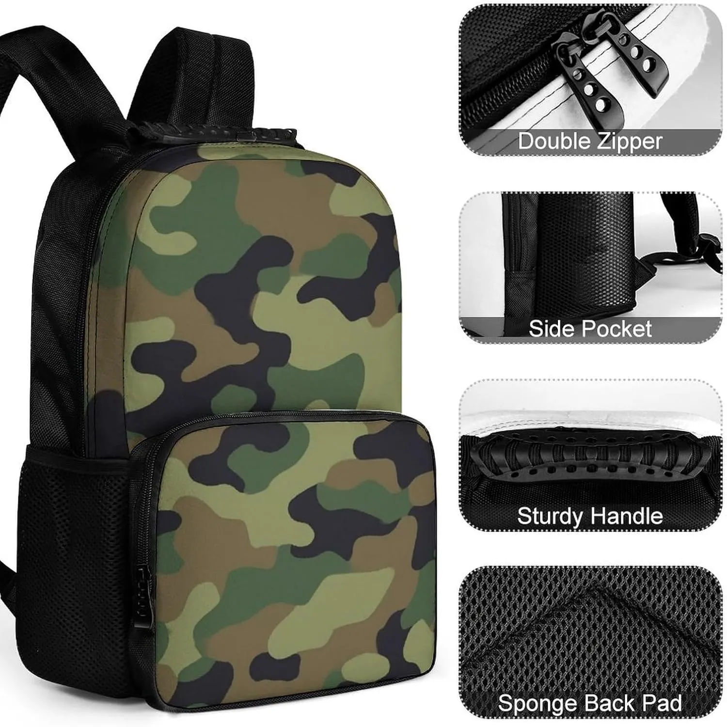Supdreamc Cool Camo Military Camouflage Rucksacks Lightweight Multipurpose Anti-Theft Shoulder Bag Large Capacity Business Computer Bag With Smooth Zippers